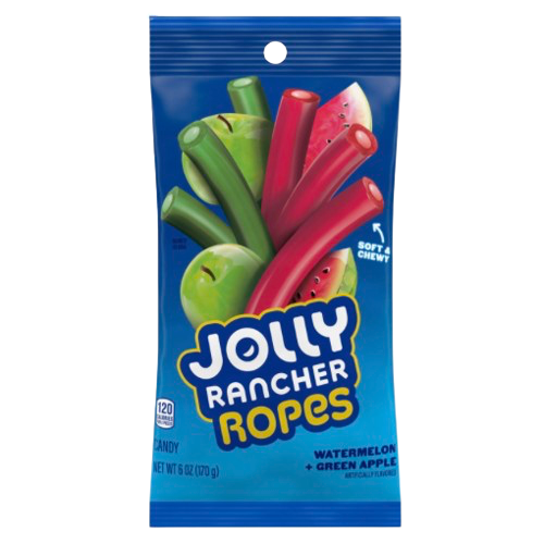 JOLLY RANCHER ROPES 6OZ WATERMELON GREEN APPLE