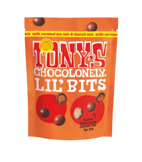 TONYS CHOCOLONELY LITTL BITS MIX MILK CARAMEL SEA SALT 100G