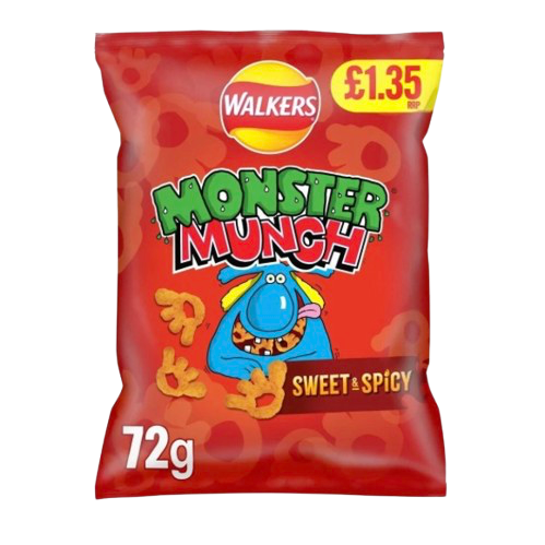 WALKERS MONSTER MUNCH SWEET & SPICY 72G UK(BBD 14/11/2026)