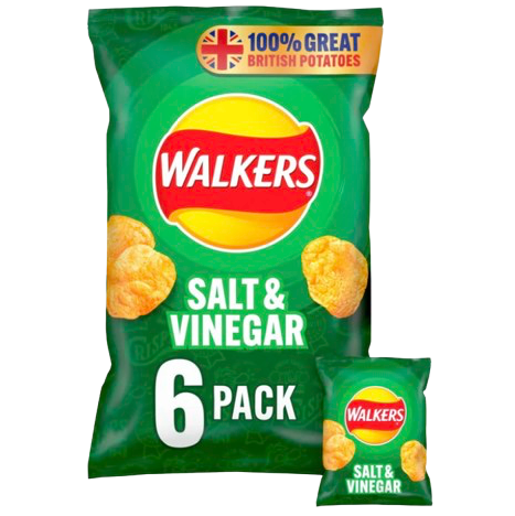 Walkers Salt & Vinegar 6 Pack 6x25g (BBD 09/05/2026)