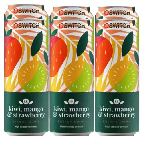 6 PACK SWITCH ENERGY DRINK KIWI MANGO STRAWBERRY 500ML