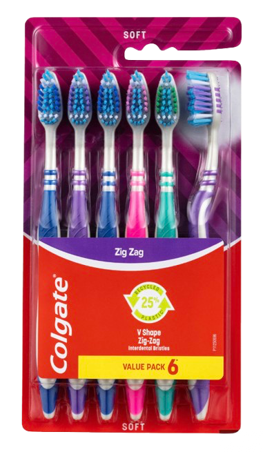 COLGATE TOOTH BRUSH ZIG ZAG SOFT 6PK