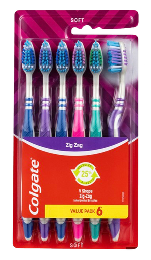 COLGATE TOOTH BRUSH ZIG ZAG SOFT 6PK