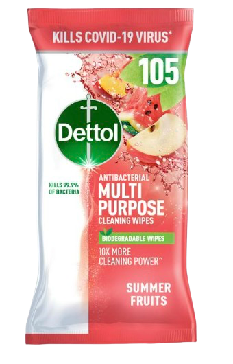 DETTOL MULTI PURPOSE CLEANSING WIPES (UK) 105'S SUMMER FRUITS