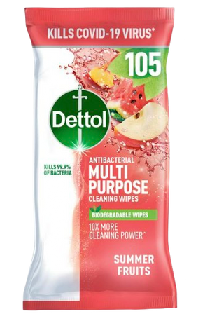 DETTOL MULTI PURPOSE CLEANSING WIPES (UK) 105'S SUMMER FRUITS