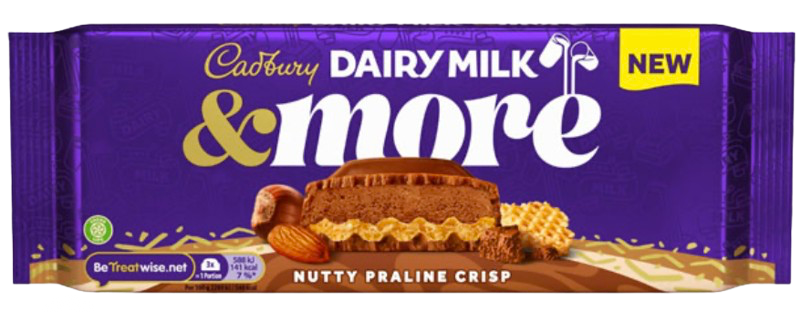 CADBURY BLOCK LARGE MORE NUTTY PRALINE CRISP 180G UK