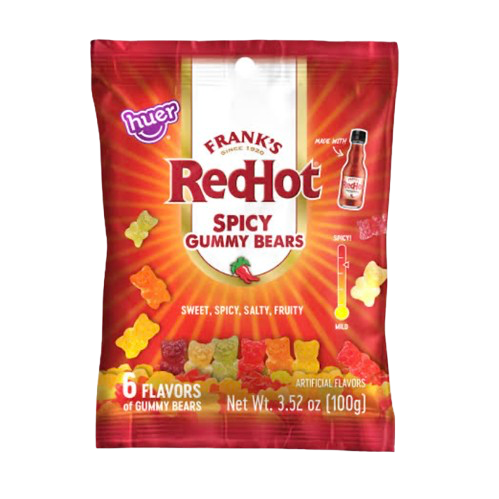 FRANKS RED HOT SPICY GUMMY BEARS 3.5OZ/100G