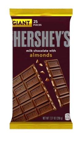 HERSHEYS MILK CHOCOLATE ALMOND GIANT BAR 208G