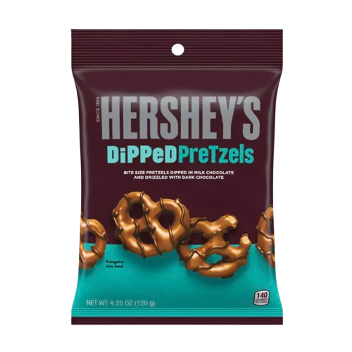 HERSHEYS 4.25OZ MILK DIPPED PRETZELS