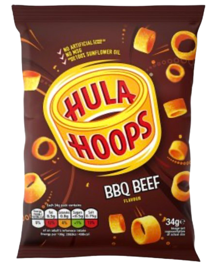 HULA HOOPS BBQ BEEF 34G (BBD 12/10/24) UK