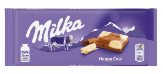 MILKA BLOCK HAPPY COWS MILK & WHITE CHOCOLATE 100G