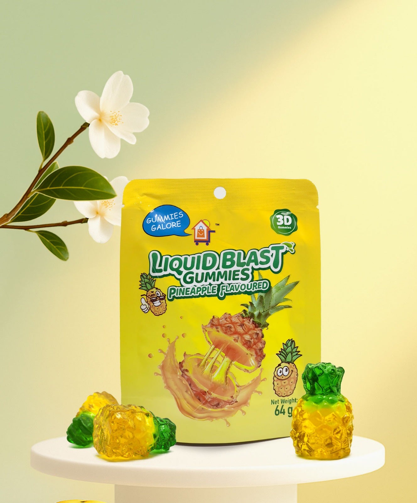 Gummies Galore Liquid Blast 3D Gummy 64g Pineapple
