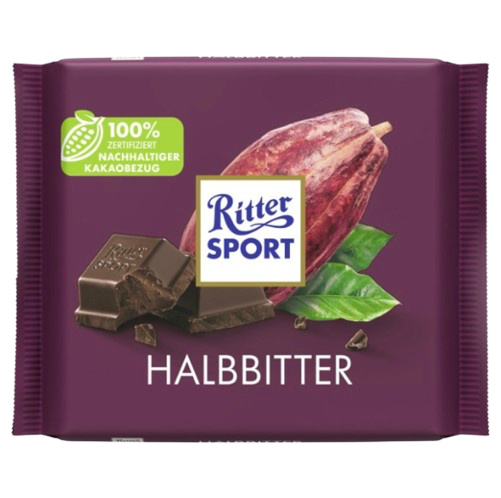 RITTER SPORTS PLAIN DARK CHOC 100G