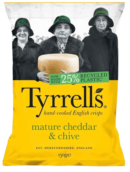 TYRRELLS CHEDDAR & CHIVE CRISPS 150G UK (BBD 21/09/24)