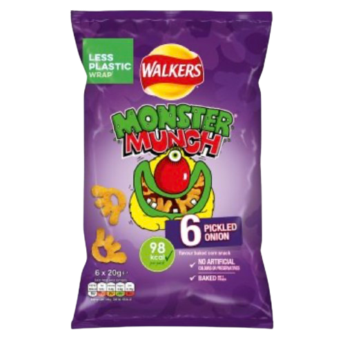WALKERS PICKLED ONION MONSTER MUNCH 20GX6PK (BBD 21/10/2026)