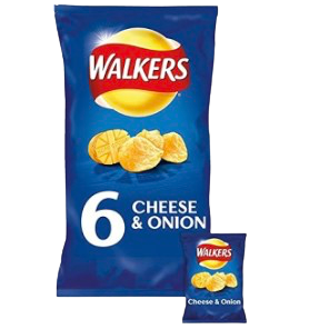 Walkers Cheese & Onion 6 Pack 6x25g (BBD 09/05/2026)