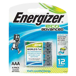 Energizer Eco Advanced AAA Batteries 4 Pack