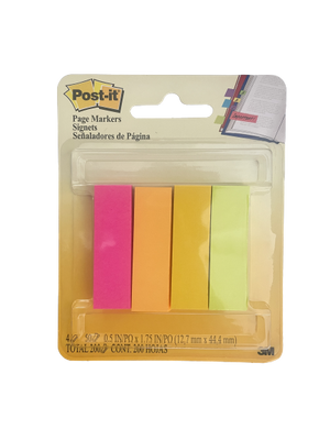 3M Post It Page Markers Neon 4 pack