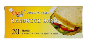 PLASTIC ZIPPER SANDWICH BAGS 20 PACK