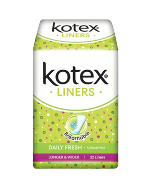 Kotex Liners Long & Wider 32's unscented